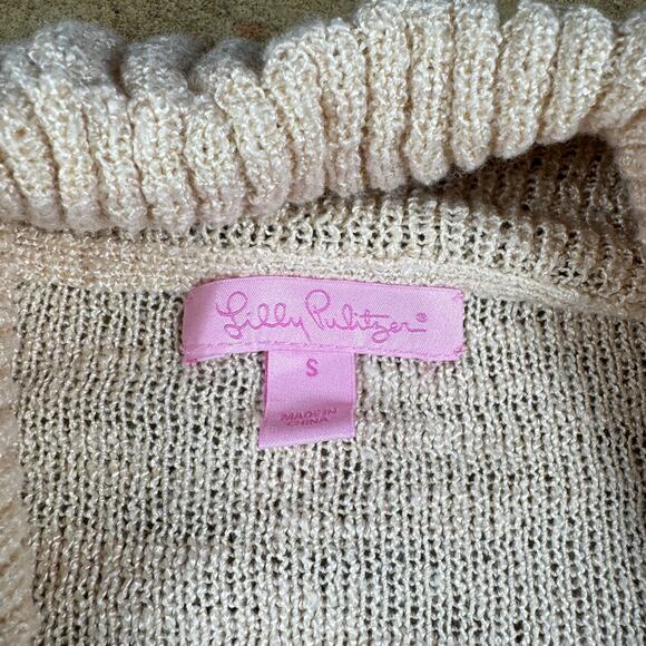 Lilly Pulitzer Brookside Cardigan Sweater Women’s Small Open‎ Front Light Pink - Picture 5 of 10